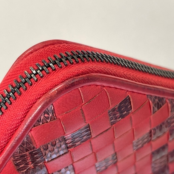 BOTTEGA VENETA Bottega Red Intrecciato Woven Nappa Leather/Snakeskin - Preowned - Picture 10 of 16